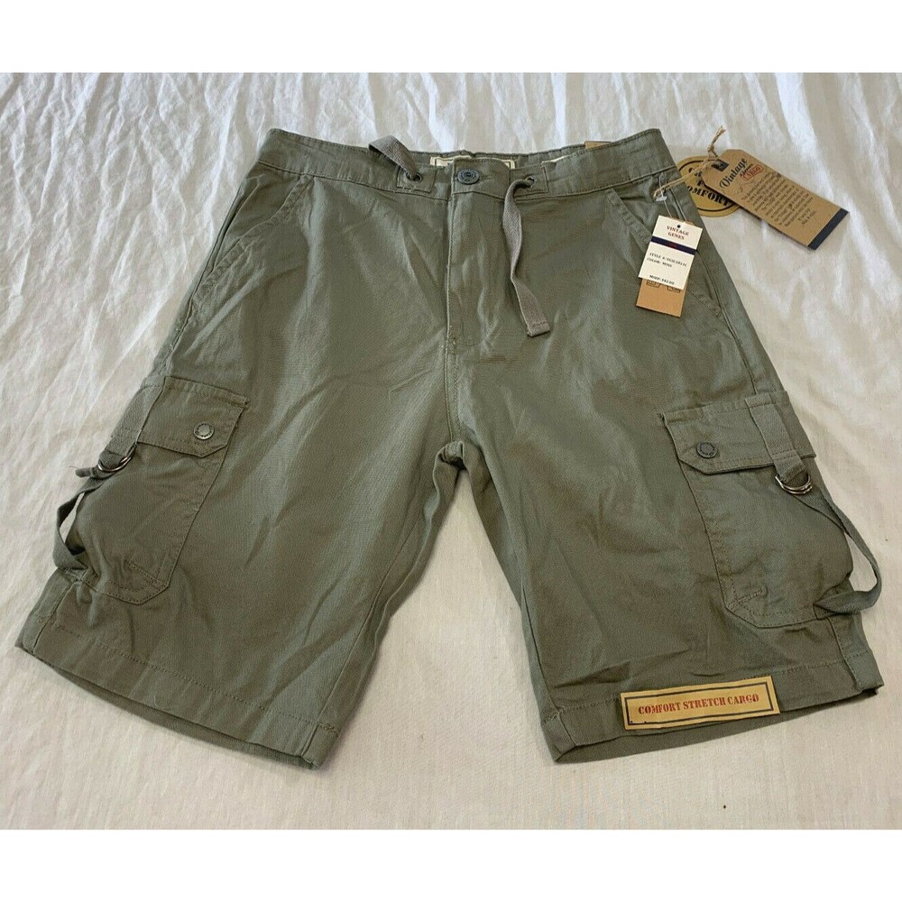 NWT VINTAGE GENES MENS CARGO STRETCH SLIM FIT SHORTS SIZE 30